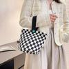 Canvas Plaid Tote Lunch Bag Stripe Top-handle Handbag Reusable Lattice Bucket Bag  Travel