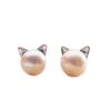 European Hot-Selling Faux Pearl Cat Stud Earrings: Simple & Stylish Ear Jewelry