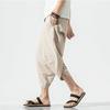 Harajuku Casual Wide Leg Harem Pants Men 2024 Summer Cotton Baggy Pants Striped Calf Length Trousers