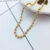 2023 Korean Style Gold Bead Titanium Steel Necklace for Women - Elegant Short Collarbone Chain