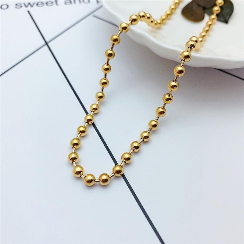 2023 Korean Style Gold Bead Titanium Steel Necklace for Women - Elegant Short Collarbone Chain