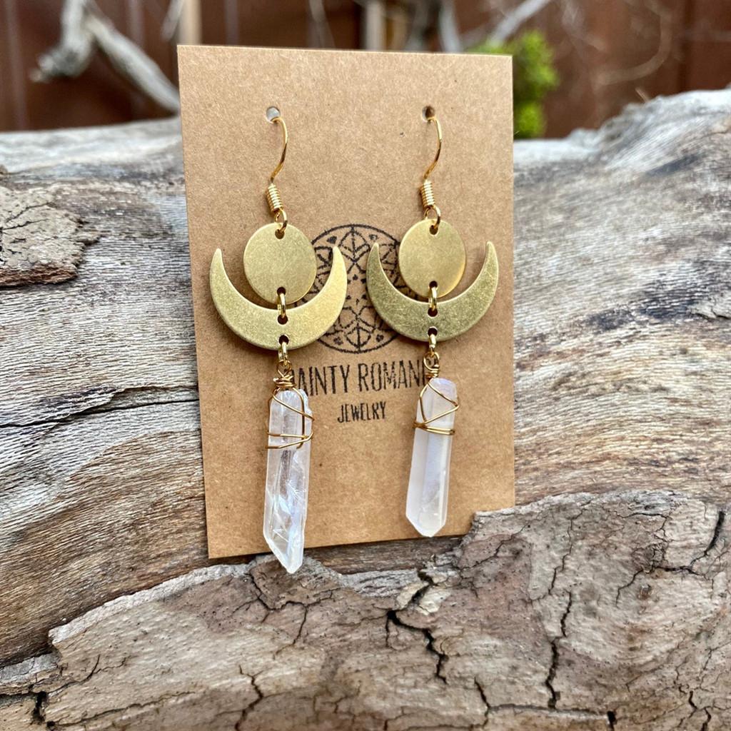 Handmade Metal Moon Star Statement Earrings For Ladies Summer Casual Wear