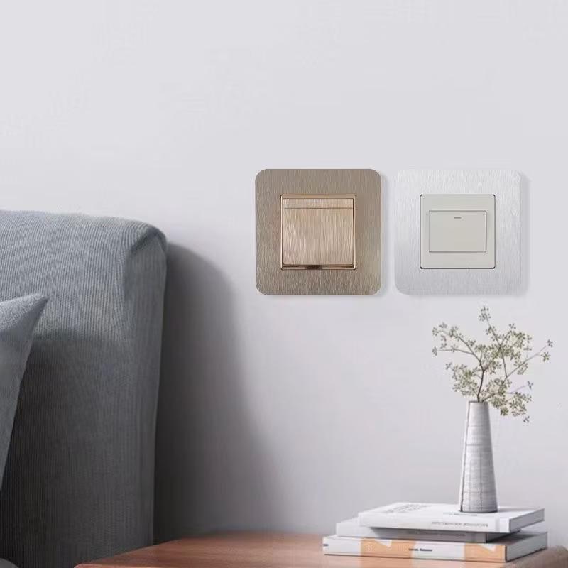 4pcs Modern Simple Anti-Dirty Buckle Type Non-Adhesive Dustproof Switch Protective Cover Outlet Wall Sticker Aluminum Socket Fra