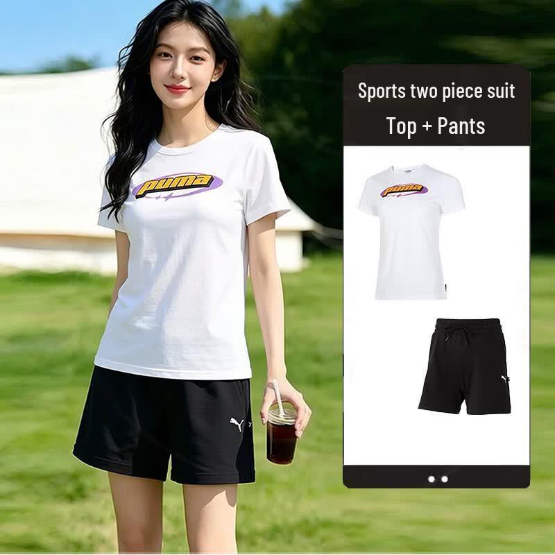PUMA Women s Short Sleeve T-Shirt & Shorts Set XL