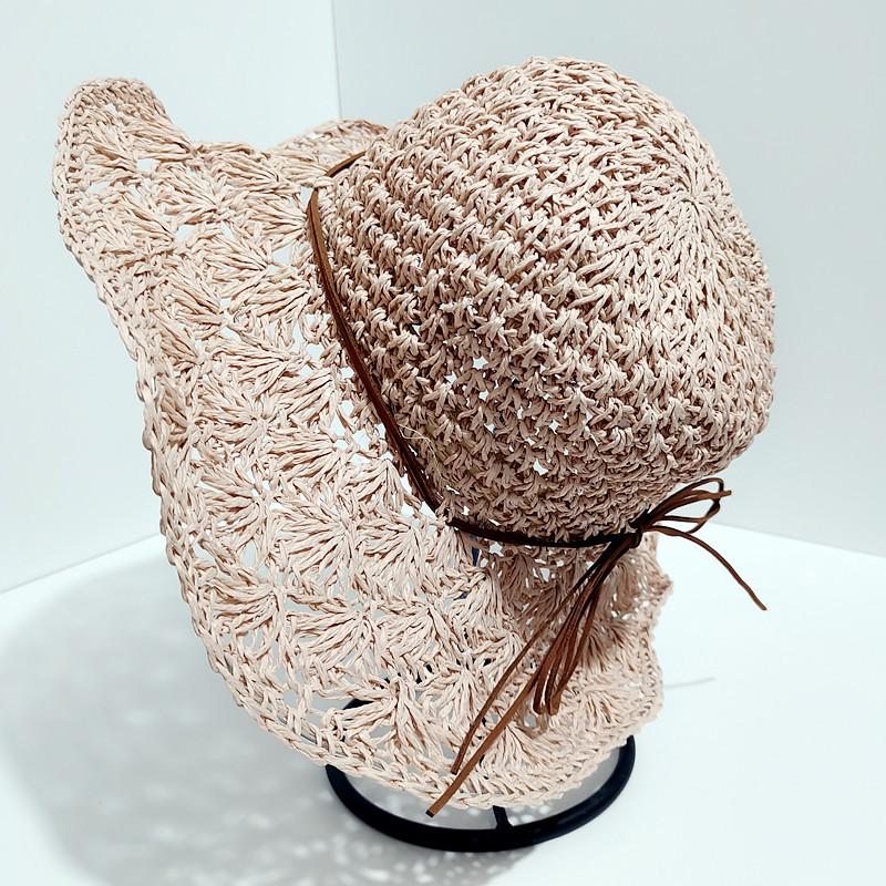 

Женская складная шляпа от солнца с широкими полями в корейском стиле, связанная крючком - Ручная работа, Соломенная, Защита от УФ-лучей для пляжа и отпуска. One Size