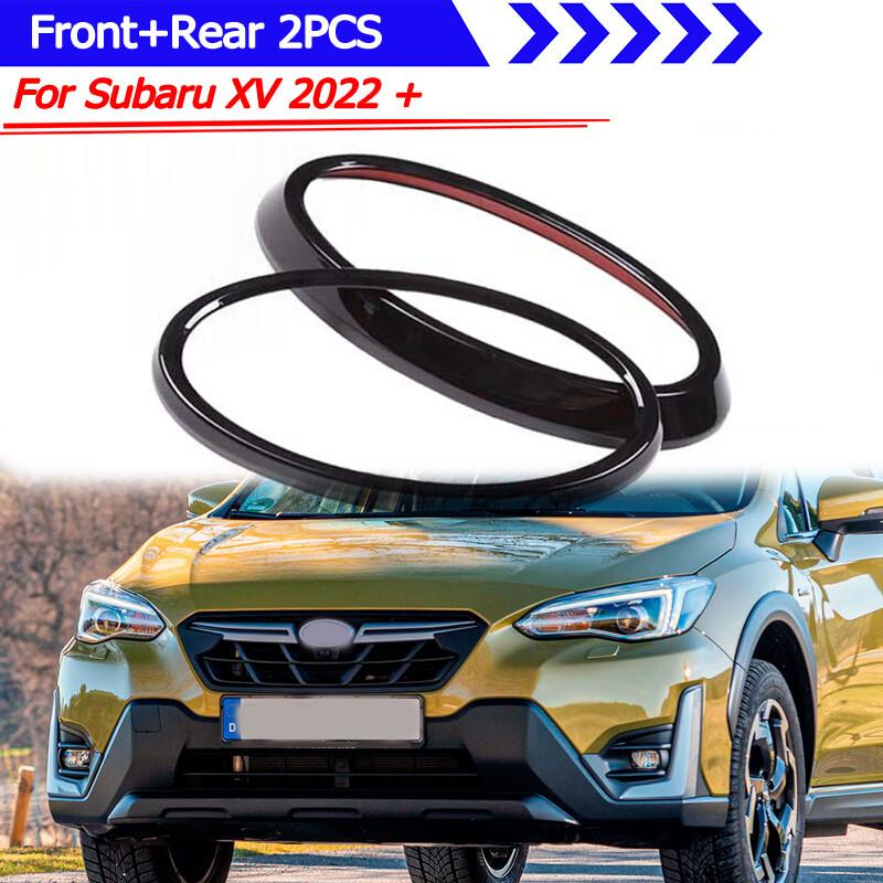 Glossy Black Fits Subaru XV 2022- Front & Rear Badge Ring Logo Frame Cover Trim
