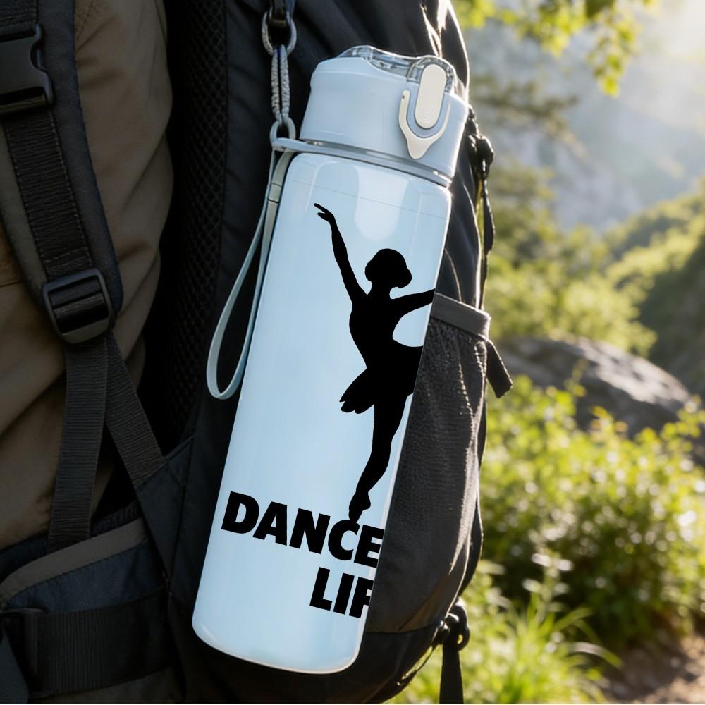 1PC Dance Is My Life Dancer Silhouette 750ml Color Plastic Sports Water Bottle Leakproof Flip Straw Lid Suitable for Sports Office Home Use