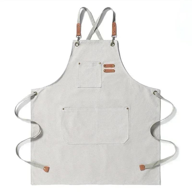 Fashion Canvas Kitchen Aprons For Woman Men Chef Work Apron For Grill Restaurant Bar Shop Cafes Beauty Nails Studios Uniform