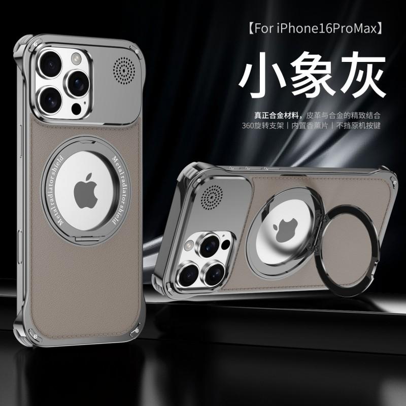 Leder Handyhülle iPhone 16 Pro Max 15 Magnetischer drehbarer Ständer Stoßfest Sturzfest Schutzhülle