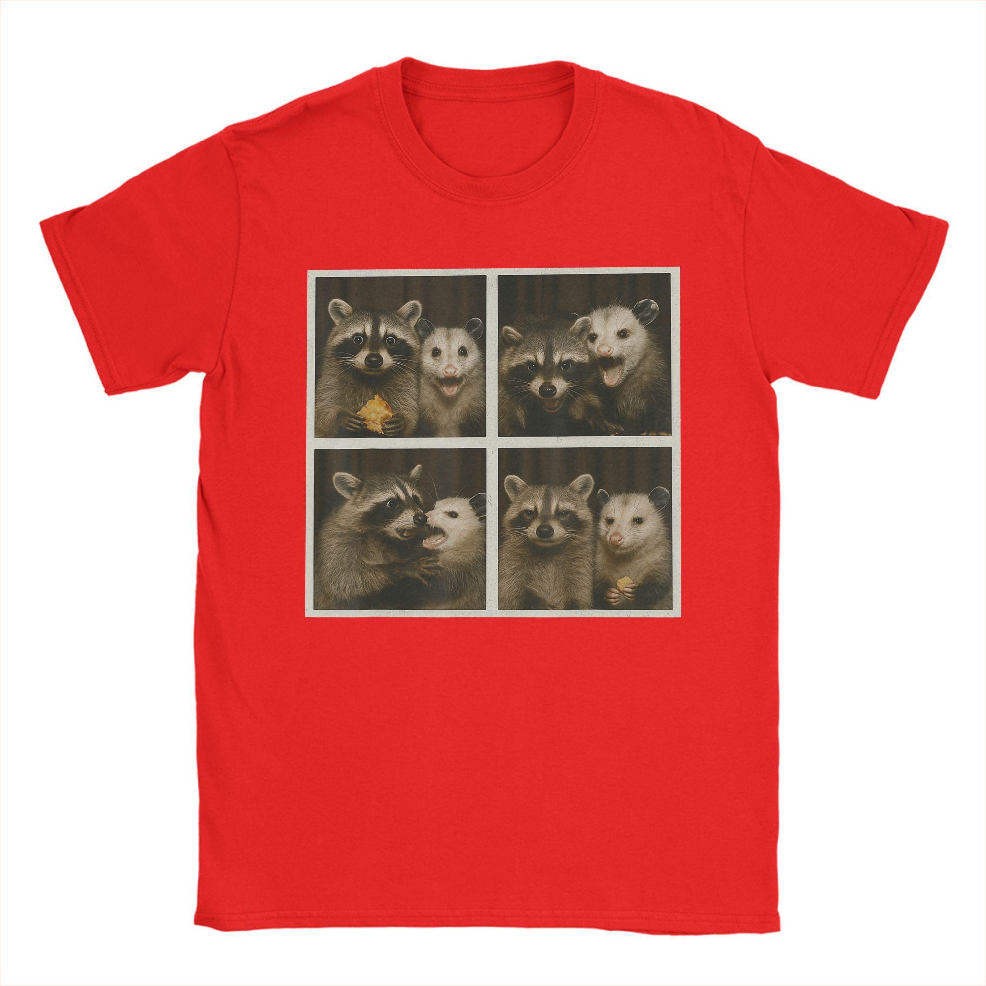 

Funny Possum And Raccoon Photobooth Selfie Trash Feral Women T Shirt Beach T Shirts Unisex Cotton Round Neck 4XL 5XL 6XL Tees S