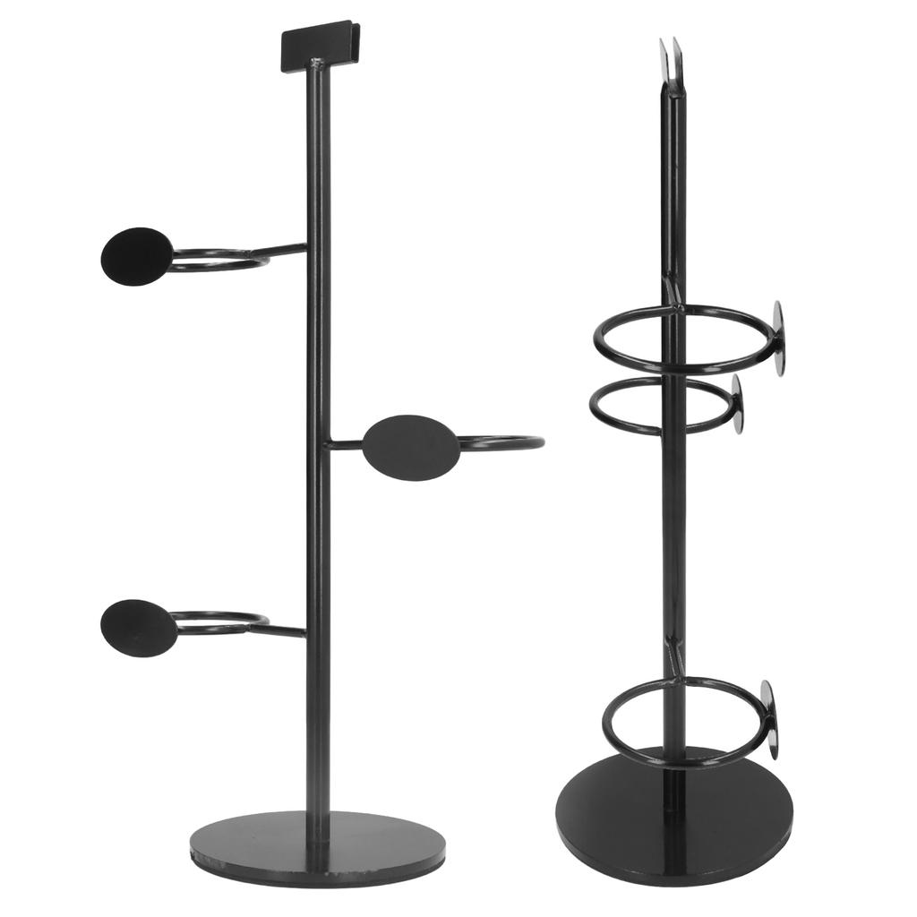 Cup Holder 3 Holes Black Appearance Iron Material Simple Stylish Cup Display Stand for Party