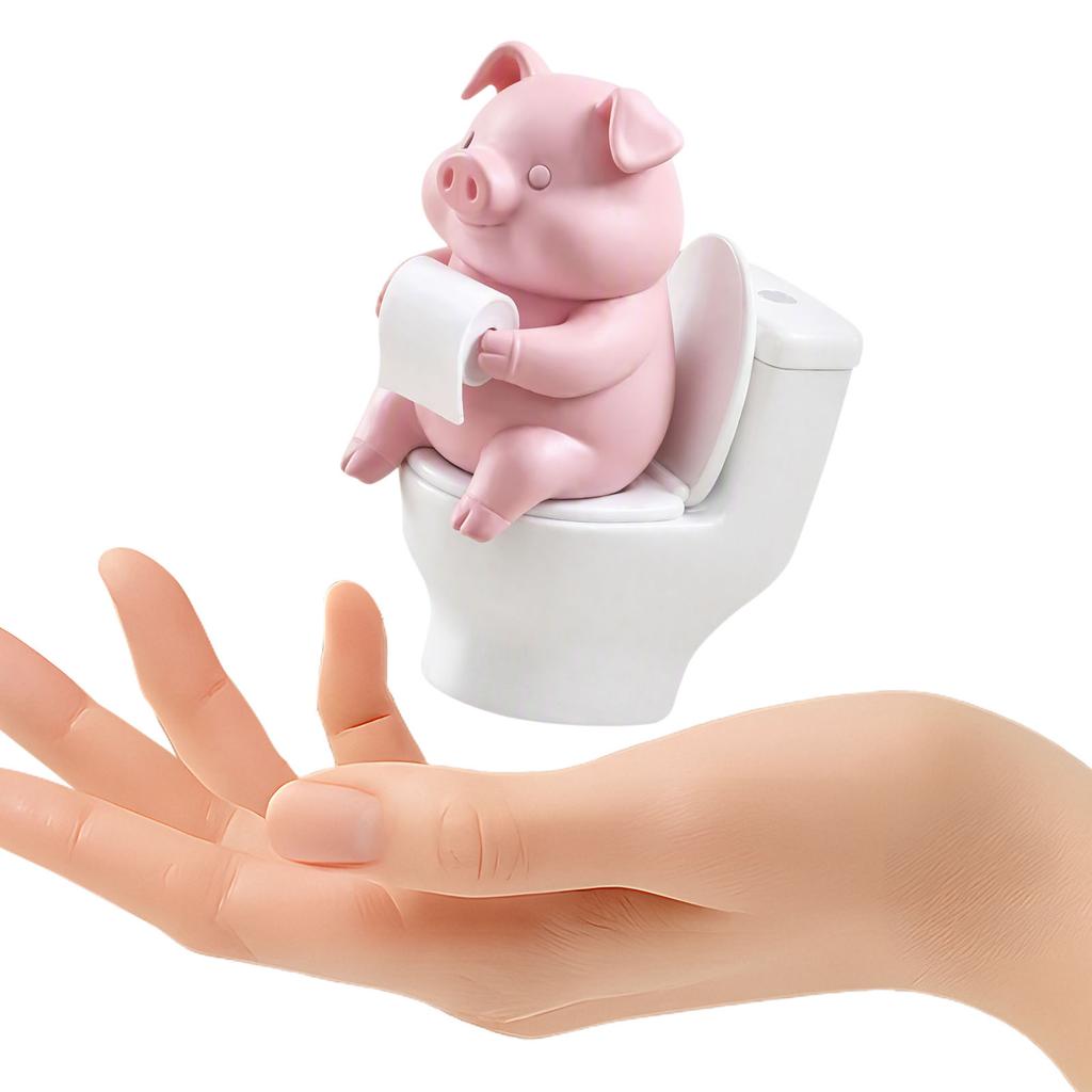 Cute Mini Pink Pig Toilet Figurine Funny Desktop Ornament Bathroom Shelf Home Decor Novelty Gift