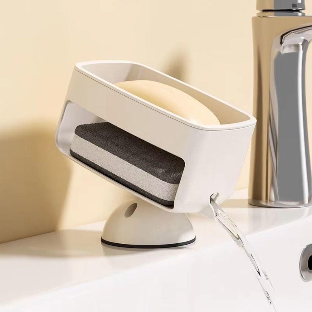 with Sponge Portable Soap Dish Self-Draining Laundry Soap Case Suction Cup Soap Holder  Kitchen