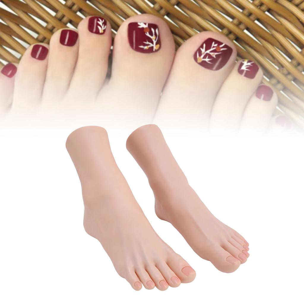 Silicone Foot Model Soft Touch Flexible Joint Positioning Realistic Mannequin Foot for Nail Art Jewe