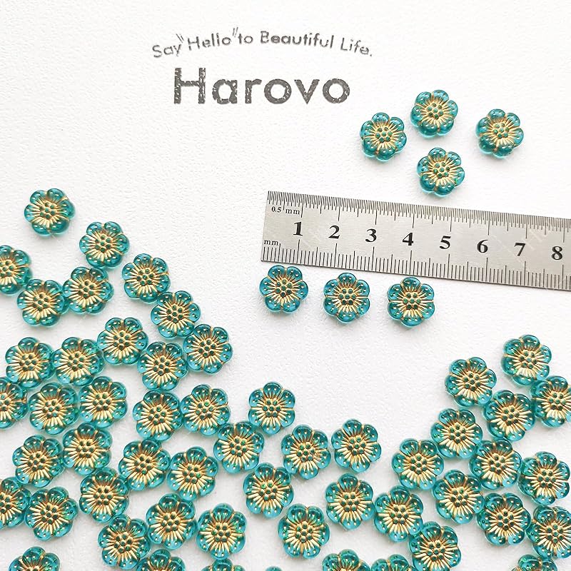 Harovo květinové korálky korálky mix starožitné korálky akrylové korálky dekorační korálky korálky ručně vyráběné náramky náušnice příslušenství díly 100 kusů aqua modrá