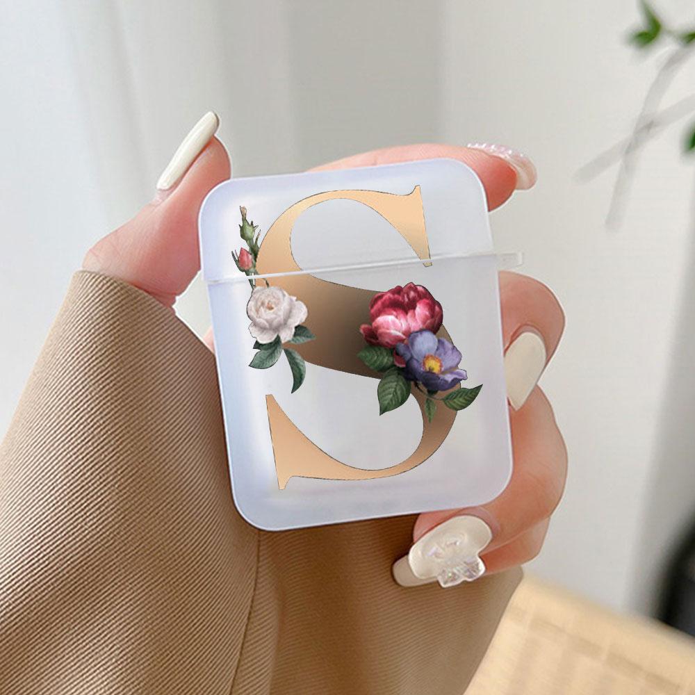 Cute Gold 26 Letters A Z Earphone Case for Airpods 4th 3rd Pro 3 2 Shockproof Cover for Airpod 2 3 1 Protective Accessorie Shell