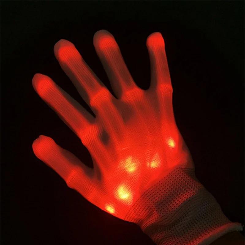 1 pár LED svítících rukavic zářících halloweenská párty světelné rekvizity blikající lebka rukavice párty svítící rukavice pro děti dospívající rekvizita