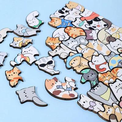 Irregular Wooden Jigsaw Puzzle Vintage Animal Pattern High Difficulty Brain Teaser Toy for Adults Home Art Decor Unique Gift