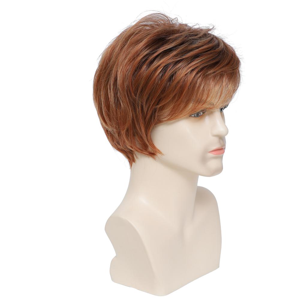 Ανδρικές Κοντές Φανταχτερές Περουκές με Κουρέματα Συνθετικές Μίξη Κόκκινες Καφέ για Καθημερινή Χρήση Cosplay Πάρτι Ανθεκτικές στη Θερμότητα Ίνες