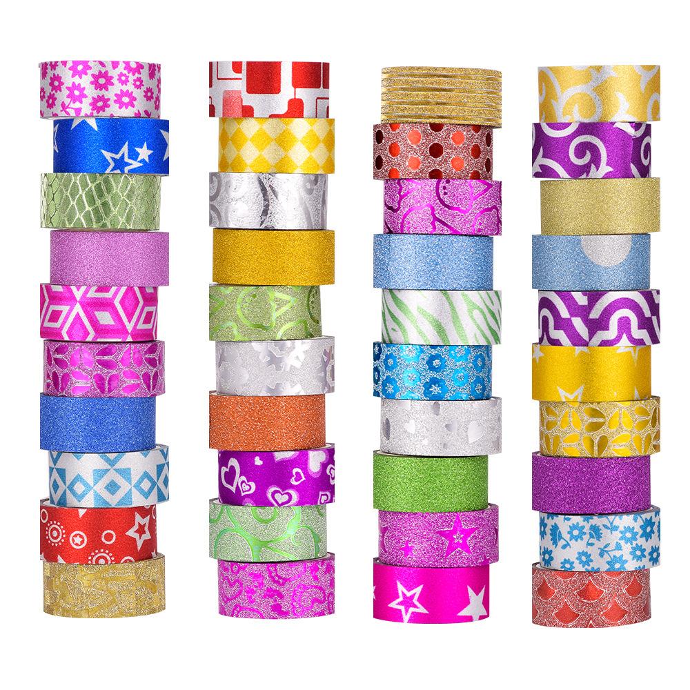 50PCS Glitter Washi Tape Stationery Scrapbooking Decorative Adhesive Tapes DIY Color Masking Tape School Supplies Papeleria