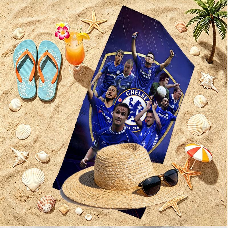 Chelsea F.C. Aufdruck Strandtuch, Vielseitiges Leichtes Saugfähiges Strandtuch für Pool, Surfen, Yoga, Badezimmer, Perfektes Geburtstags- oder Urlaubsgeschenk