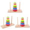 Wooden Toy Tower Of Hanoi Puzzle With Rainbow Rings For Kids Educational Play