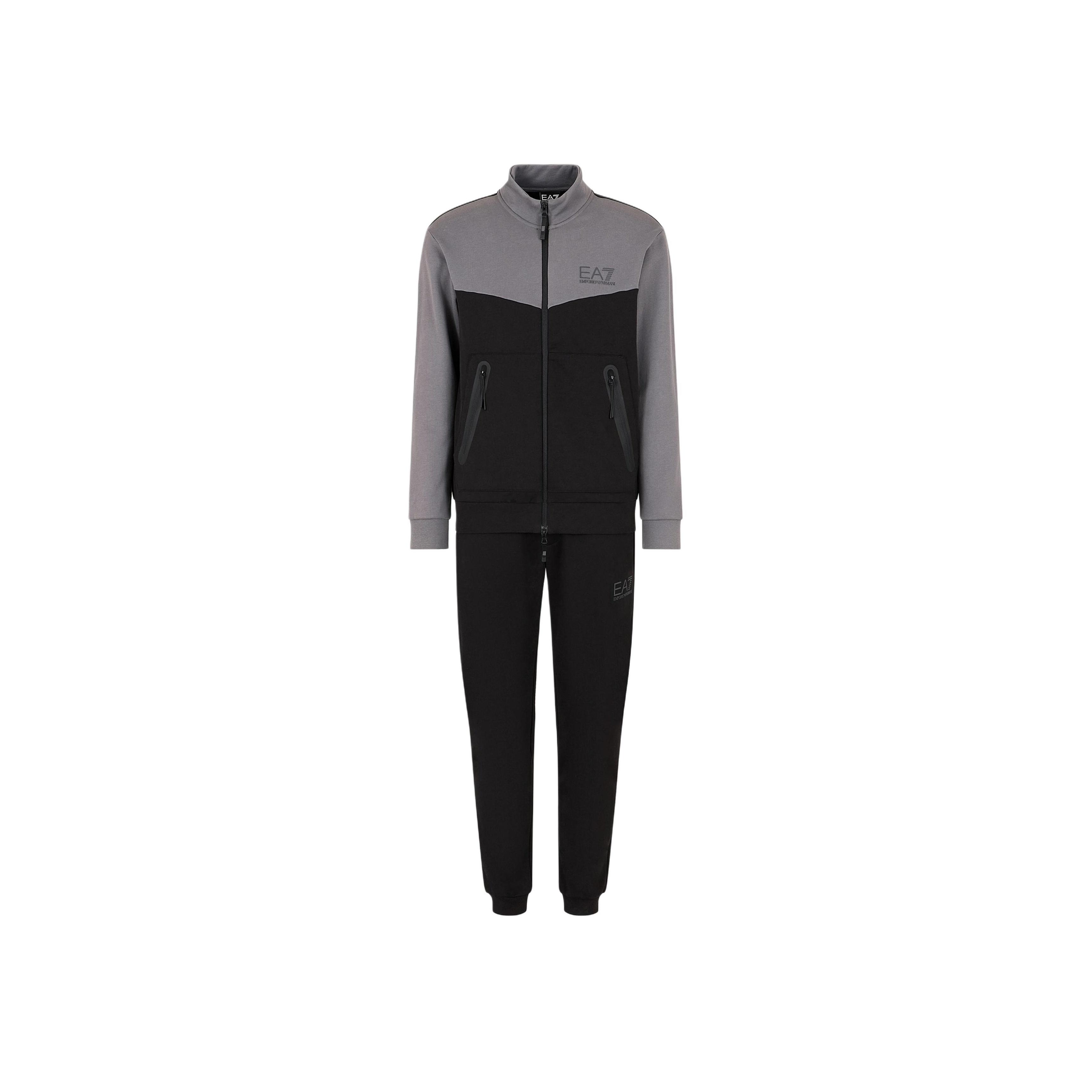 Emporio Armani EA7 Спортивный костюм мужской, блок цветов, принт с буквами, воротник-стойка, молния, длинный рукав, повседневный, серый 6DPV60-PJVTZ-1200 M