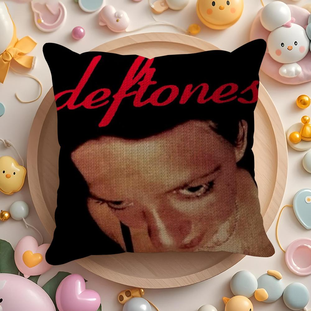 Band D-Deftones Cushion Cover Summer Coolness Linen Fabric Double-Sided Printing Pillow Case Sofa Home Decor Gift