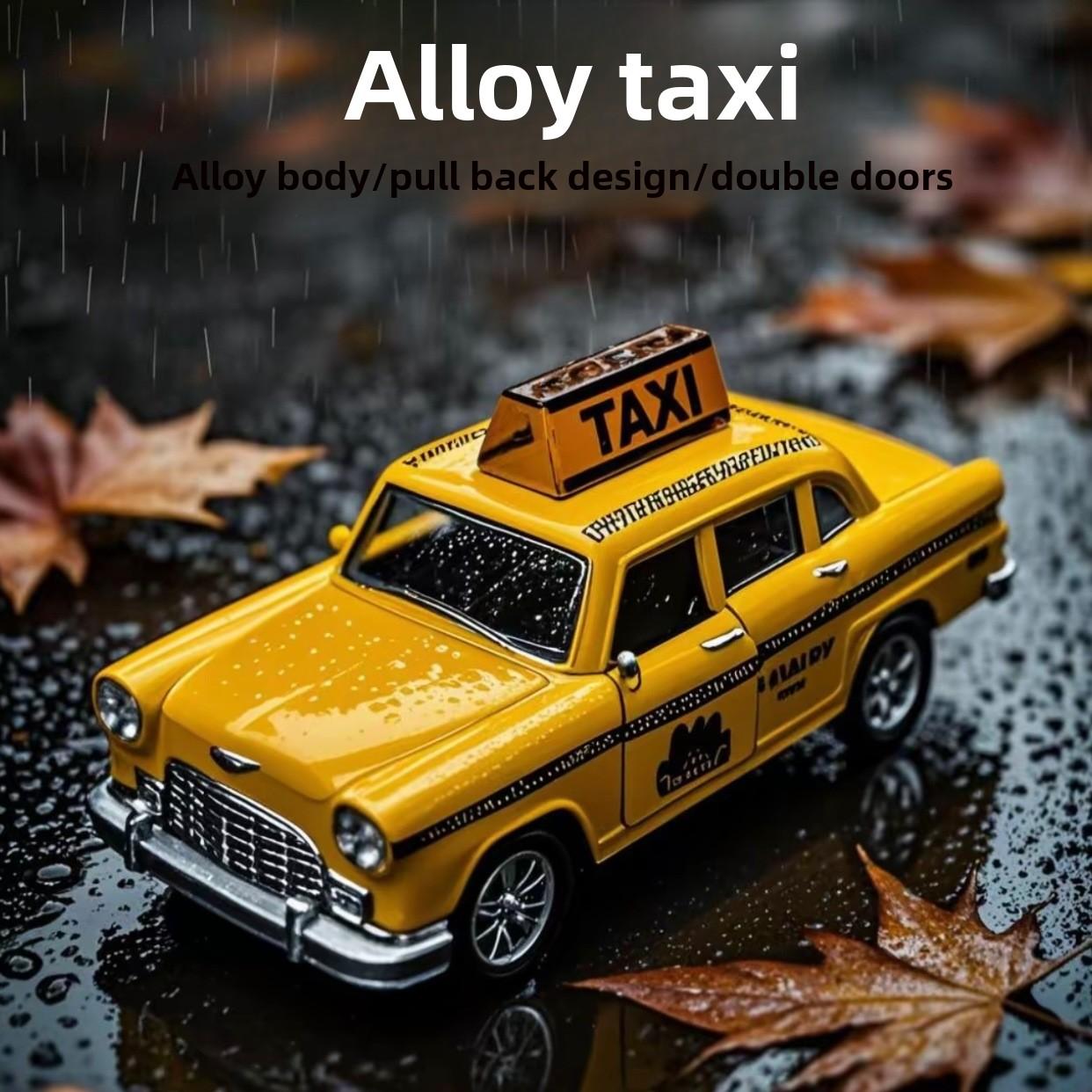 1:36 Alloy Taxi Model TAXI Taxi Model, Pull Back Sound and Light, Car Model Toy