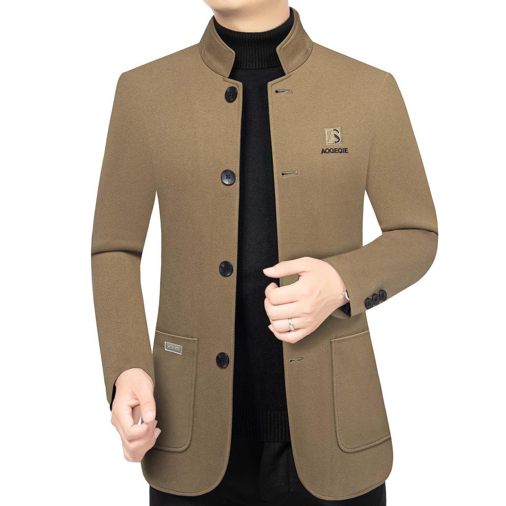 Herren-Fleece-gefütterte Jacke mit Stehkragen - Herbst/Winter 2025 Mode Business Casual für Väter mittleren Alters