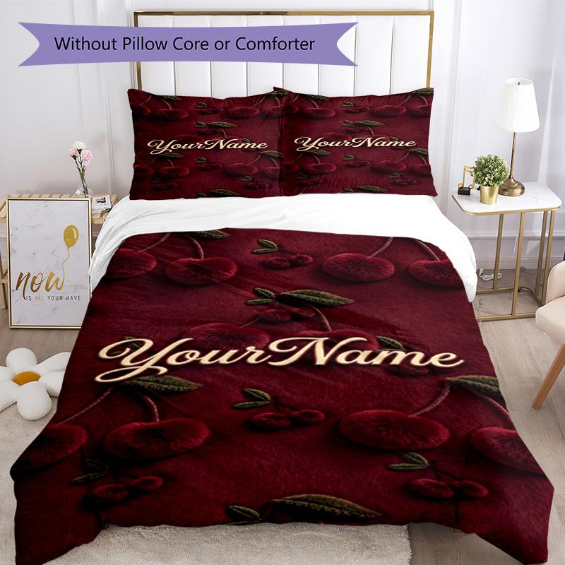 Rose Customize Your Name Bedding Set Breathable Duvet Cover with Pillowcases Home Decoration Birthday Gift