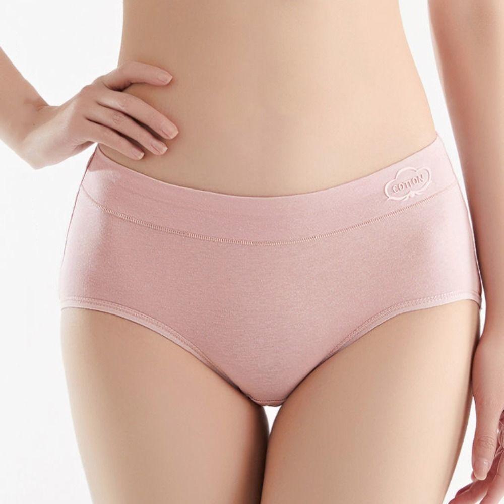 4 Stück Einfarbige Baumwollhöschen Dessous Mittelhohe Slips Atmungsaktive Damenunterwäsche Dame