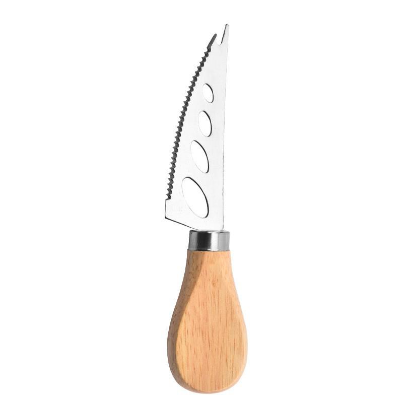 Stainless Steel Cheese Knife & Cutter Set (6 pcs) with Wooden Handles - Includes Butter & Pizza Cutters, Baking Tools