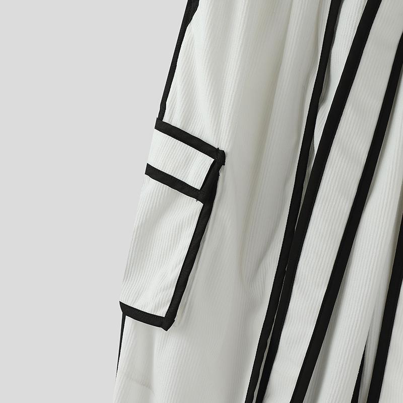 INCERUN Podzim Jaro Pánské Ležérní Elastický Pas Prošívaný Pás Dlouhé Harémové Kalhoty