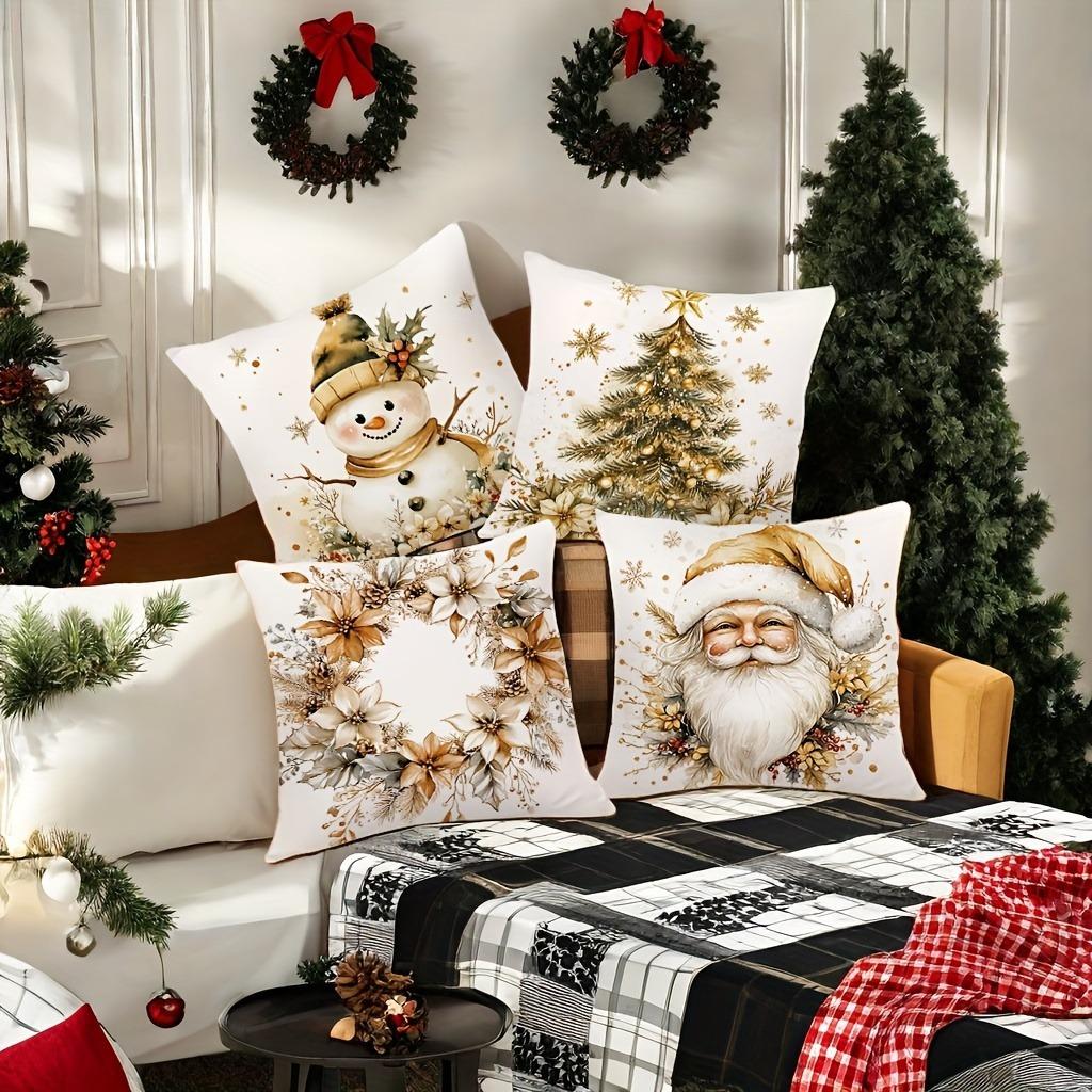 Juledekorasjon putevar Julenissen Snømann girland julepynt putetrekk Sofapute sett hjemmedekorasjon