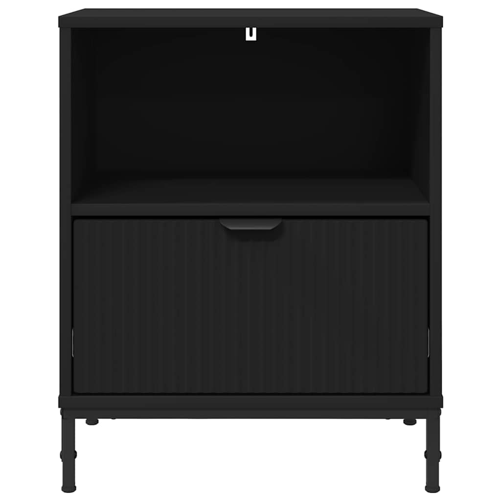 Nightstand with Drawers Black 49 X 36 X 61 Cm Engineered Wood