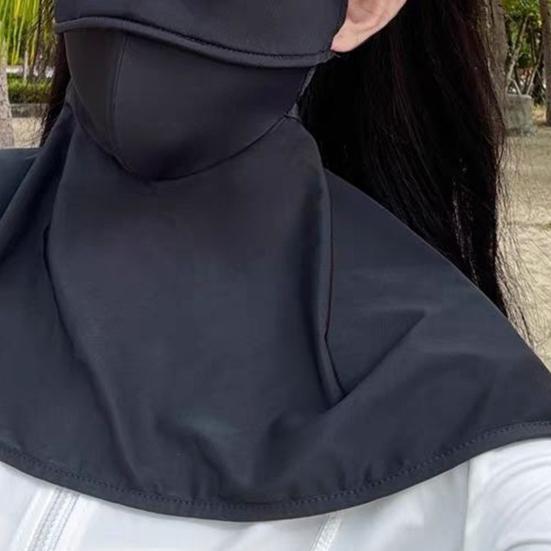 Sun Protection Guard Lightweight Quick-Dry Fabric Solid Color Ice Silk Face Guard Shawl Design Semi-covered Face Neck Sun