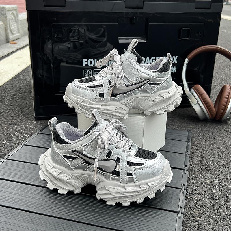 

Girls shoes 2025 new spring and autumn boys sports shoes medium and older children casual breathable lightweight dad shoes running shoes 26