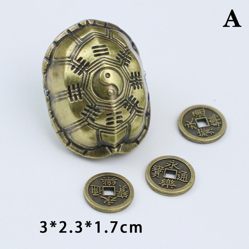 Turtle Shell Pendant Fortune Divination Game Props Copper Coins Crafts Wealth Zinc Alloy Ornament Decor Chinese Telling