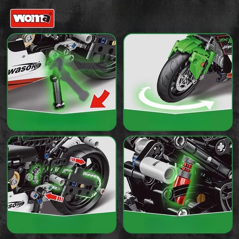 Technisches ZX-10R Motorrad Automodell Bausteine MOC Stadt Rennmotorrad Spielzeug Geschenke für Kinder 1005 Stück