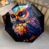 1 PC Automatic Folding Umbrella - Owl Artwork Pattern, Portable & Foldable Design with 8 Ribs, Christmas Birthday Gifts