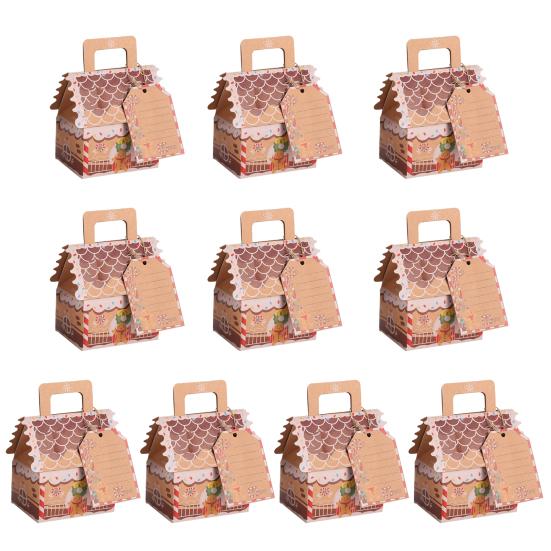 10 stk Julegaveeske Utsøkt utførelse Husform Kake Godteriboks for Fest Festlig Pynt