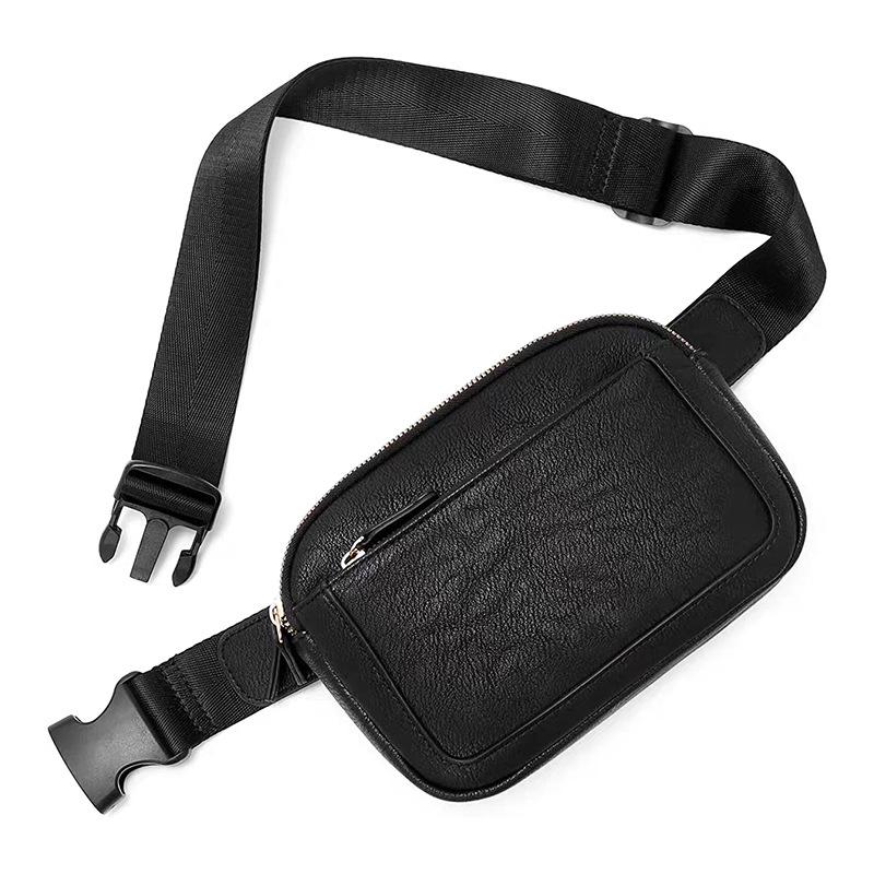 Unisex crossbody ledvinka z PU kůže s nastavitelným popruhem