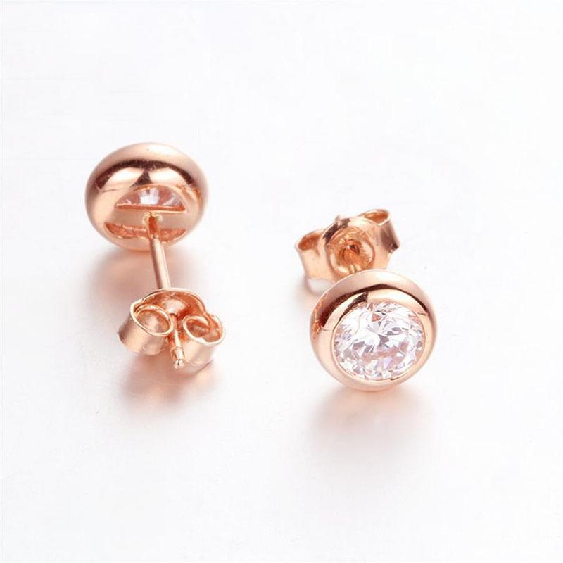 Personality Temperament Small Stud Earrings Simple High-End Purple Gold Steel Plated Rose Earrings Luxury