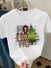 (Asian Size) Letter Lovely Cute Merry Christmas Fashion Short Sleeve T-shirts Women's Top O-neck T Shirt Print Casual New Year Clothing Graphic Tee
