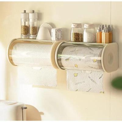 Suporte para lenços à prova de poeira, suporte para papel higiênico, rolo de papel de cozinha, caixa de armazenamento para lenços de parede, suporte para papel sem furos, suporte para desenho