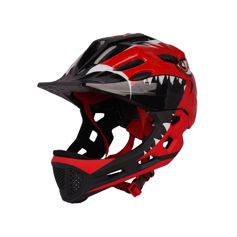 Kinder Vollgesichts-Skatehelm mit abnehmbarem Kinnschutz Cartoon-Monster-Design Rollschuhfahren Radfahren Sicherheitsausrüstung