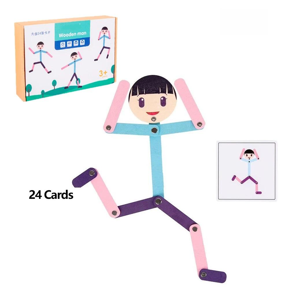 Montessori DIY Toys Wooden Sport Man Shape Game Educational Game Early Learning for Children Preschool Fine Motor Training