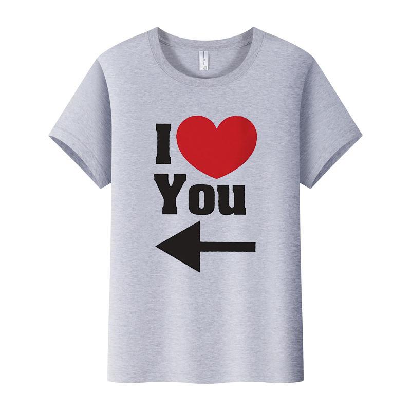 Te Iubesc Inimă Săgeată Imprimeu Tricou de Cuplu Mânecă Scurtă Gât O Larg Rege Regină Tricou Iubitori Tricou Topuri Haine Femei