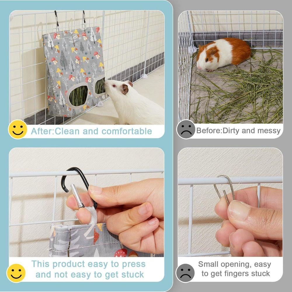 Dual Opening Guinea Pig Hay Feeder Hanging Hay Management Rabbits Hay Bag Chew-Proof Easy Clean Storage Dispenser Hamster